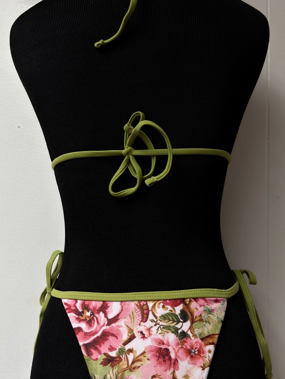 Floral Pink & Green Triangle Bikini Set with Sarong - Picture 7 of 9